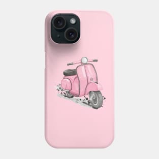 Pink Classic Retro Scooter. Pink background. Phone Case