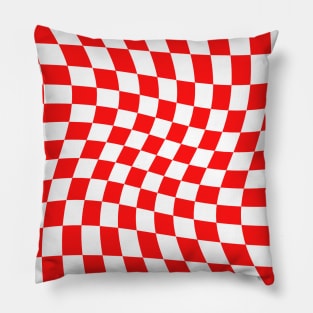 Twisted Checkered Square Pattern - Red Tones Pillow