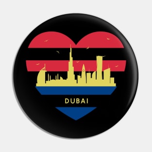 City Skyline cityscape Heart Shape Birds Flying Dubai Pin