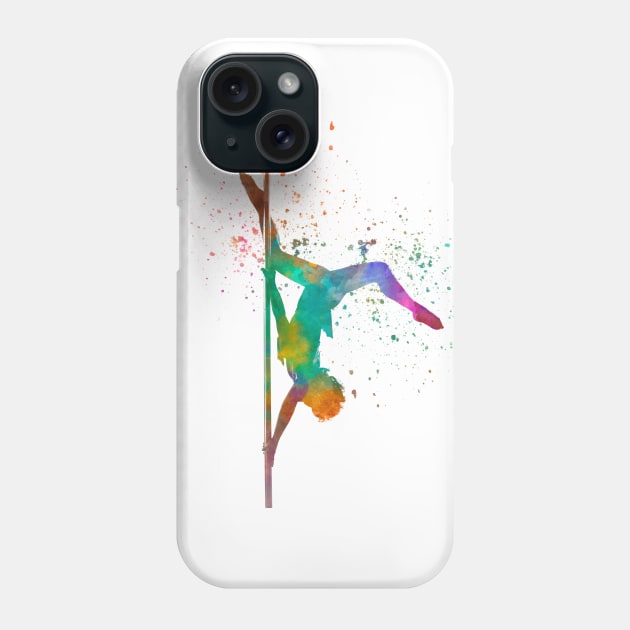 woman pole dancer silhouette  in watercolor Phone Case by PaulrommerArt