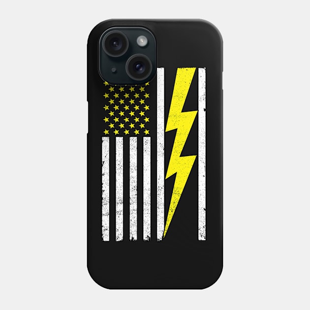 Electrician Lightning Bolt American Flag Design Phone Case by TeeShirt_Expressive