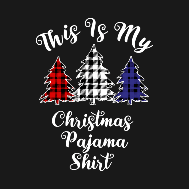 This Is My Christmas Pajama Trees Plaid Red White Blue by Plana