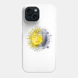 Celestial Sun Moon Watercolor Phone Case