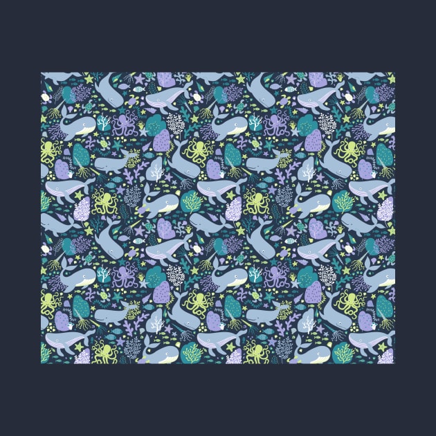 Whales Paradise Seascape - cute underwater pattern by Cecca Designs by Cecca