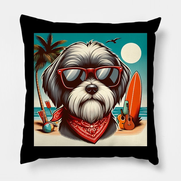 Funny Havanese with Sunglasses Pillow by CreativeSparkzz