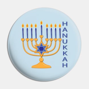 Happy Hanukkah - Menorah Pin