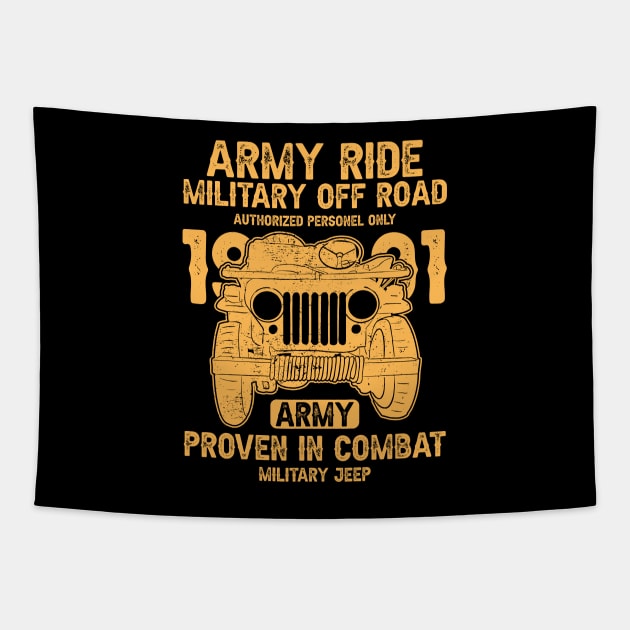 Army Ride Military Off Road Jeep Tapestry by Bob Charl