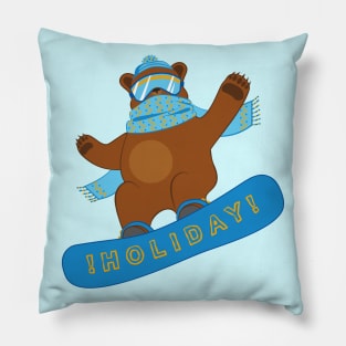 Snowboarding funny Bear Pillow