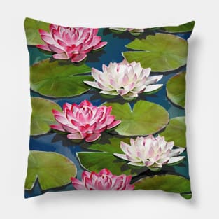 Watercolor Water Lily Art - Lotus Flowers Pillow