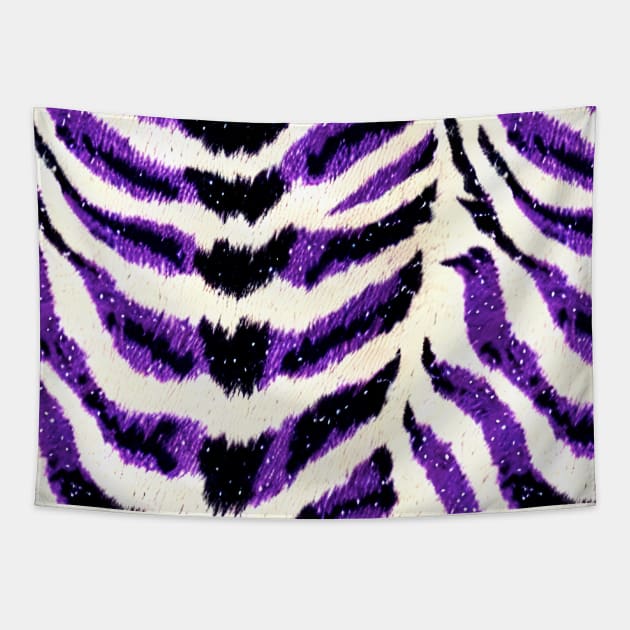 Purple Tiger Faux Fabric Tapestry by Baphamell