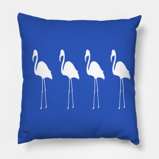 Flamingos in White Silhouette With Customizable Background Color Pillow