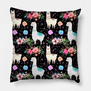 Llama pattern-black version 2 Pillow