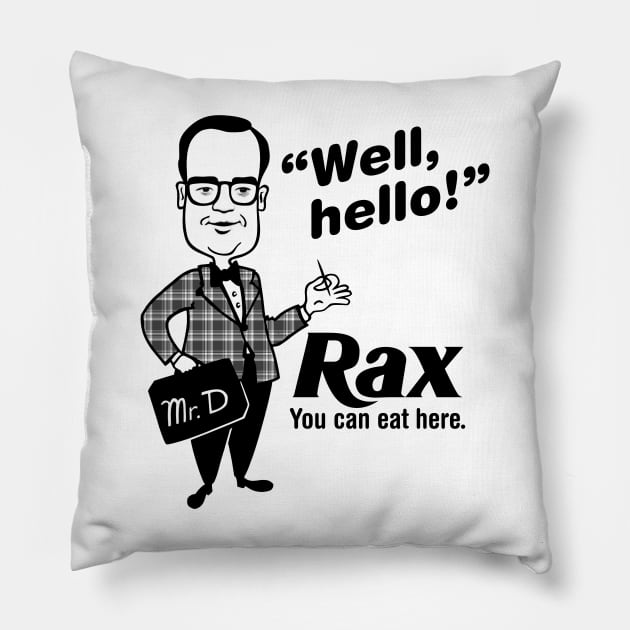 Rax Roast Beef Mr. Delicious vintage fast food Pillow by carcinojen