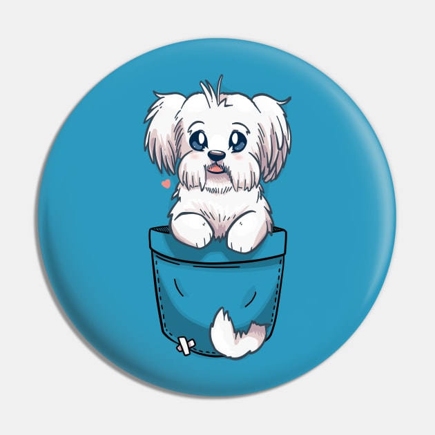 Pocket Cute Maltese Dog Pin by TechraPockets