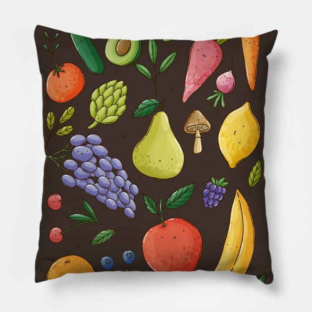 Fruits and Veggies Pillow by Tania Tania