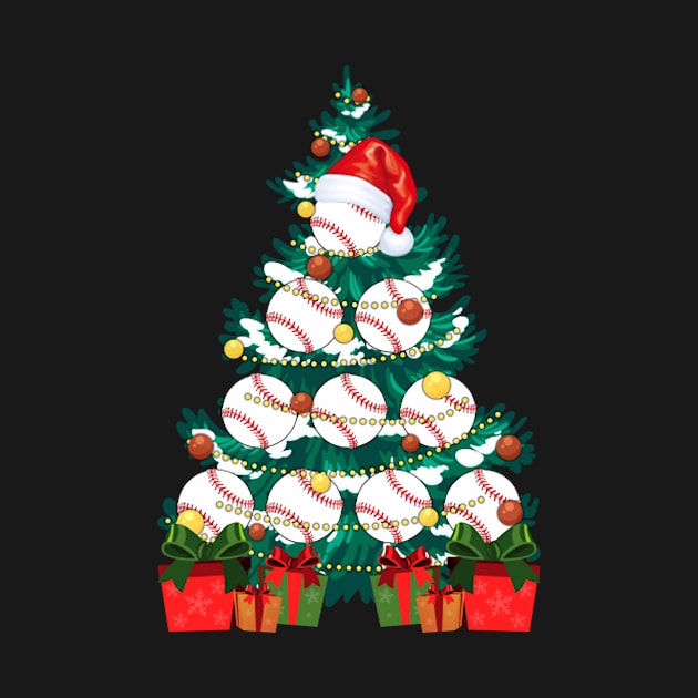Baseball Lover Xmas Tree Lights Santa Baseball Christmas by tasmarashad