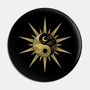 Crystal Yin Yang Sunburst Pin