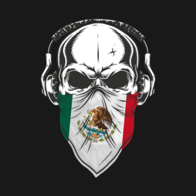 Cool Mexico Patriotic Skull Headphones W Mexican Flag