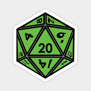 (Pocket) Green D20 Dice (Black Outline) Magnet