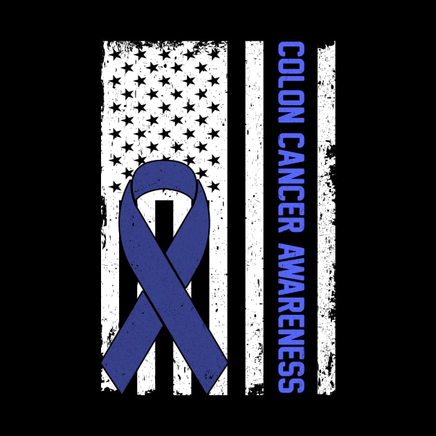 Colon Cancer Awareness Usa American Flag by anitakayla32765