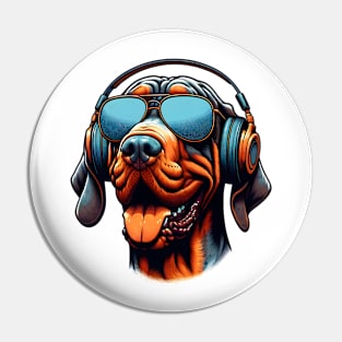 Grinning Bracco Italiano as Smiling DJ in Japanese Art Pin