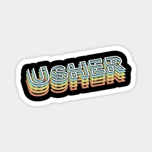 Usher Retro Typography Faded Style Magnet