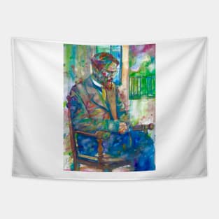 ANTON CHEKHOV thinking in the garden - watercolor portrait Tapestry