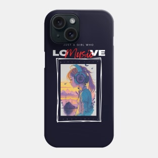 Just a girl who love music cute vintage music graphic design Phone Case