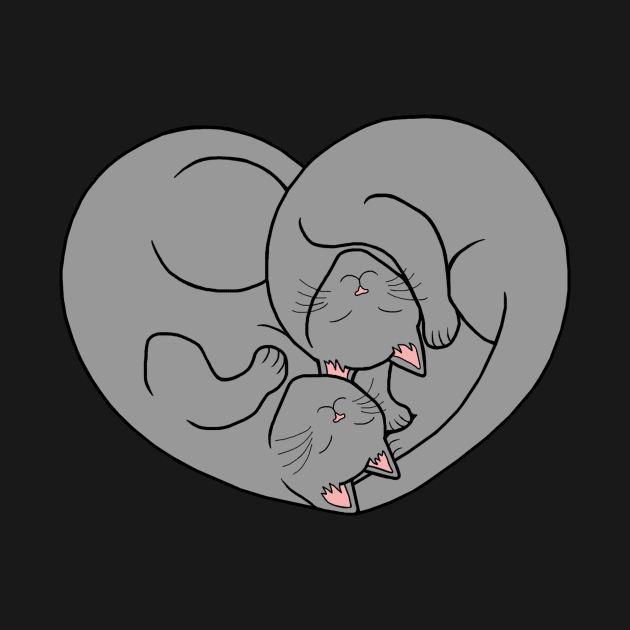 Cute Gray Cat Heart by Art by Deborah Camp