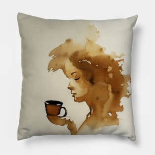 Woman drinking coffee Pillow