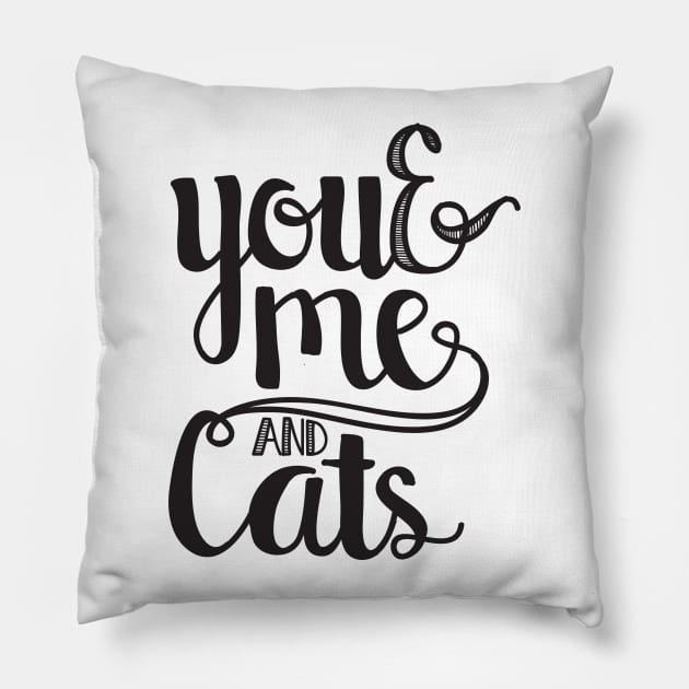 You and me and cats Pillow by hoddynoddy