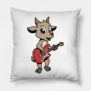 Cartoon goat playing electric guitar Pillow