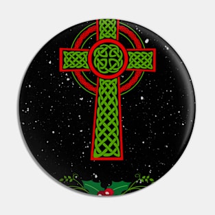 Yuletide Celtic Cross - Pagan Christmas Design Pin