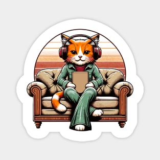 Vintage cat gamer - Nostalgic Geek Chic Apparel Magnet