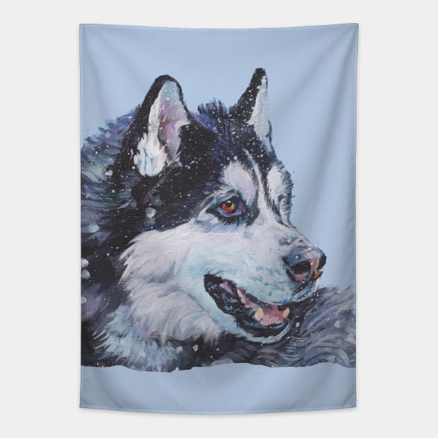 Siberian Husky Fine Art Painting Tapestry by LASHEPARD