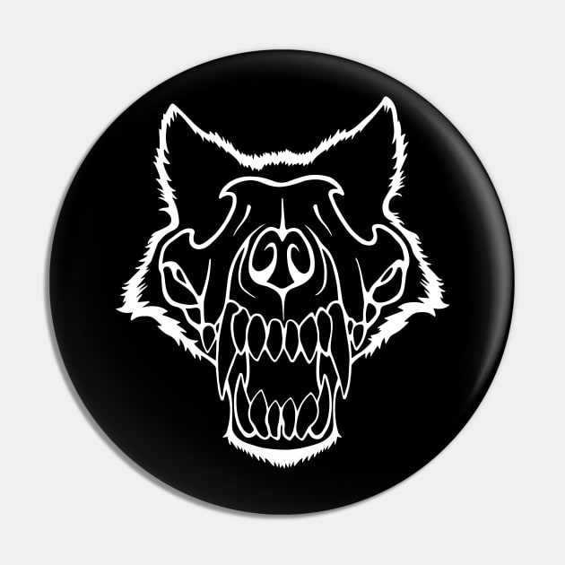 Wolf Skull White Pin by CharlieWizzard