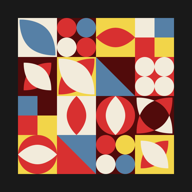 Bauhaus Pattern - Blue Red Yellow White by Blue-Banana