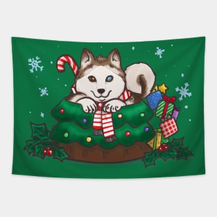 Cafe Pups: Special - Peppermint Mocha Husky Tapestry