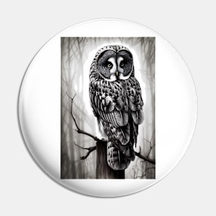 Great Gray Owl Painting Pin