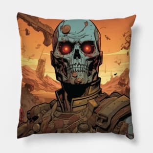 Post Apocalyptic Wastelands Cyborg Commando Exterminator Pillow