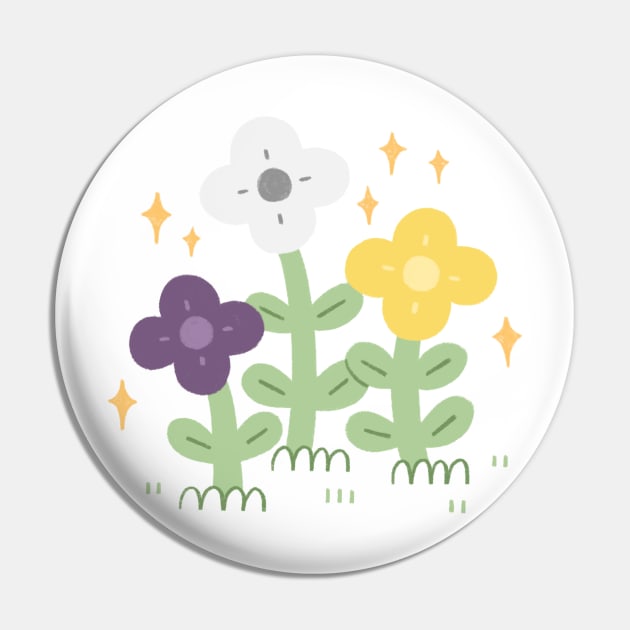 Nonbinary Pride Flowers Pin by Niamh Smith Illustrations