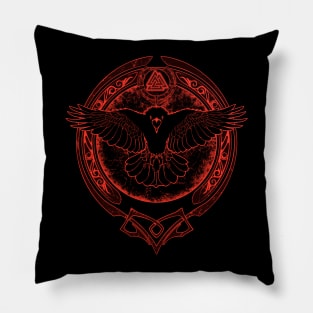 Viking Raven and Valknut Symbol Pillow