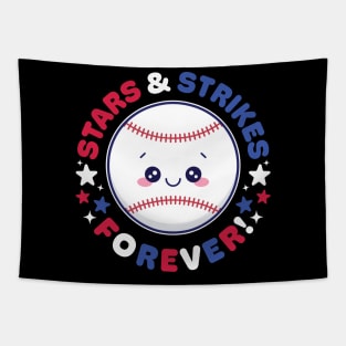 Stars & Strikes Forever: 4th of July Kawaii Baseball Tapestry