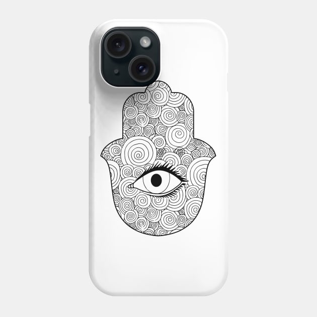 Hamsa Hand Third Eye Pyramid Spirituality, Mandala Hamsa Hand Phone Case by Utopia Shop