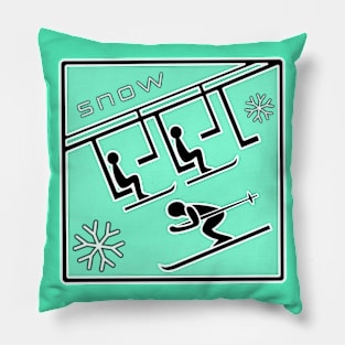 雪 / Snow (Mint Green BackGround) Pillow