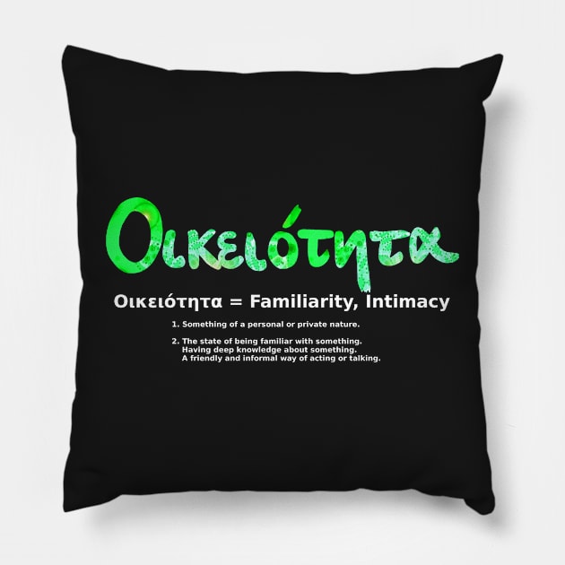 GREEK FAMILIARITY Pillow by joancaronil