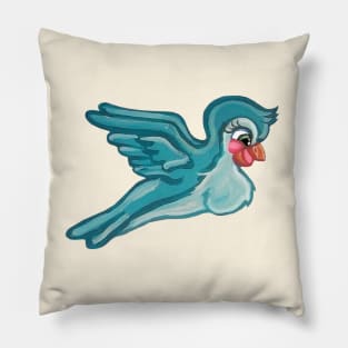 Cute Flying Turquoise Bird Pillow