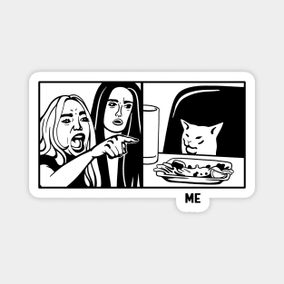 Funny design for meme lovers: Woman yelling at a cat meme. Magnet