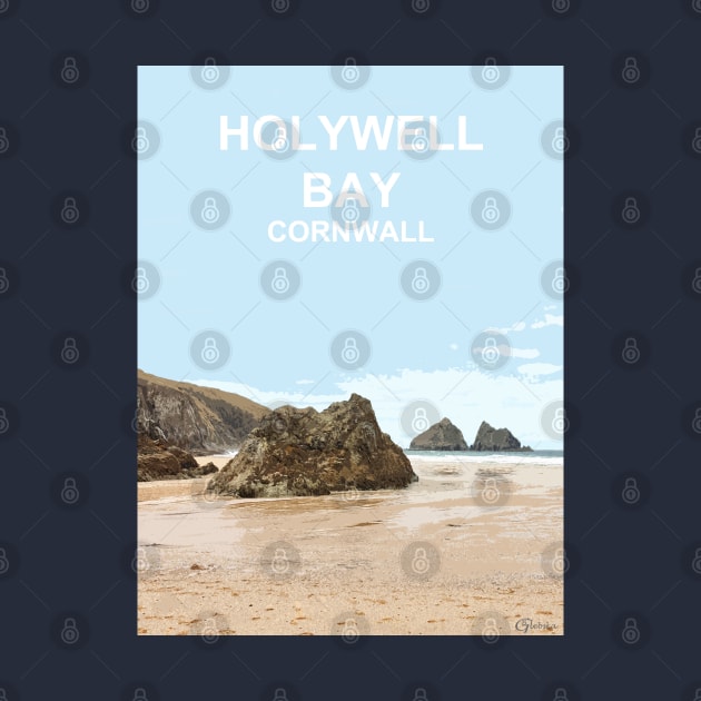 Holywell Bay Cornwall. Cornish gift. Travel poster by BarbaraGlebska