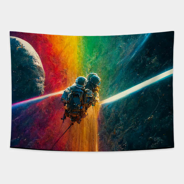 Multi Rainbow Tapestry by benheineart